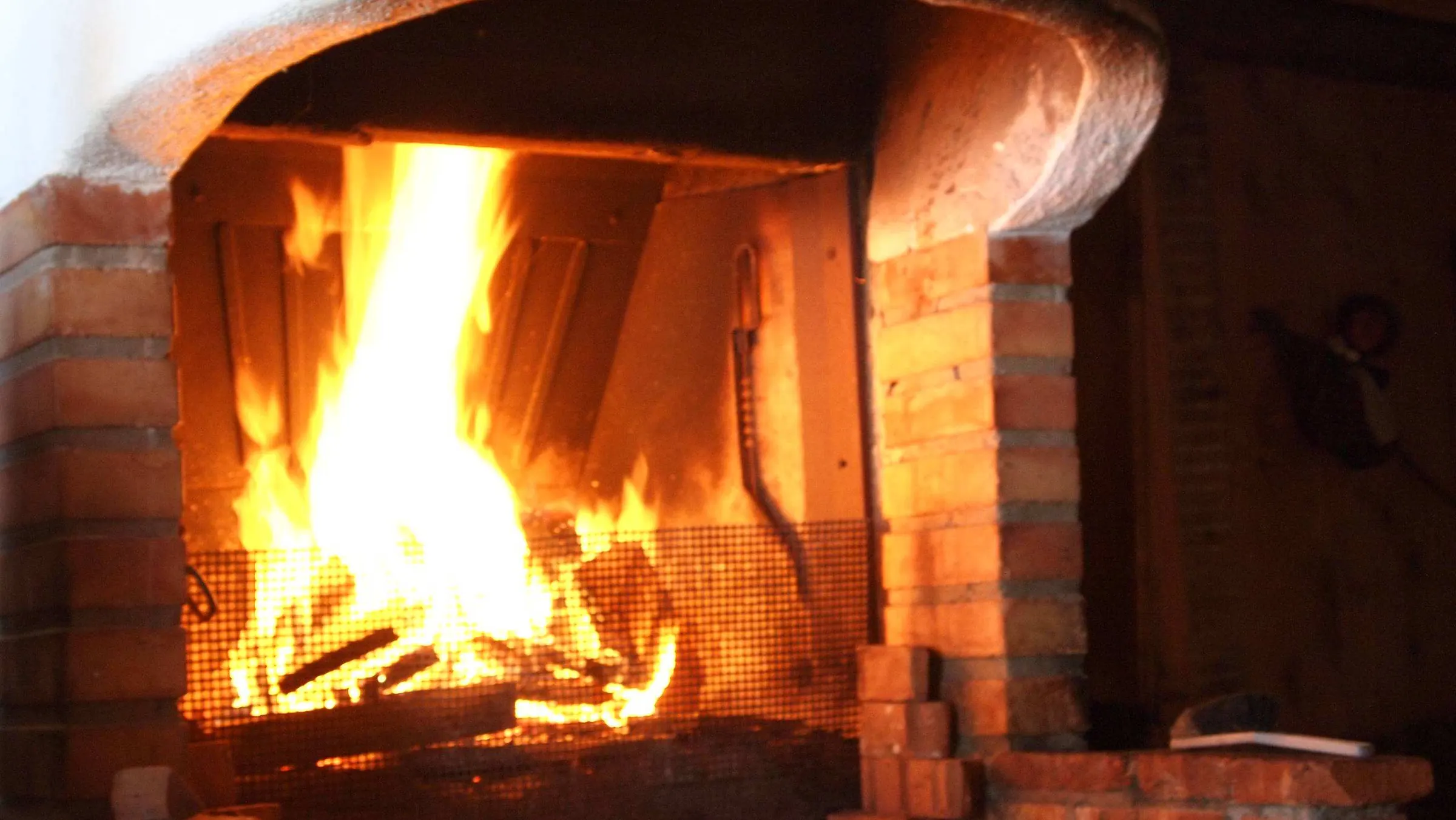 A log fire up close