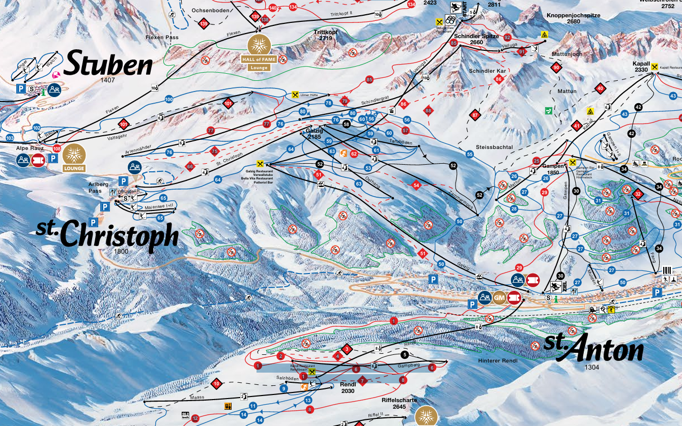 arlberg ski map – St Anton, St Christoph & Stuben – 6